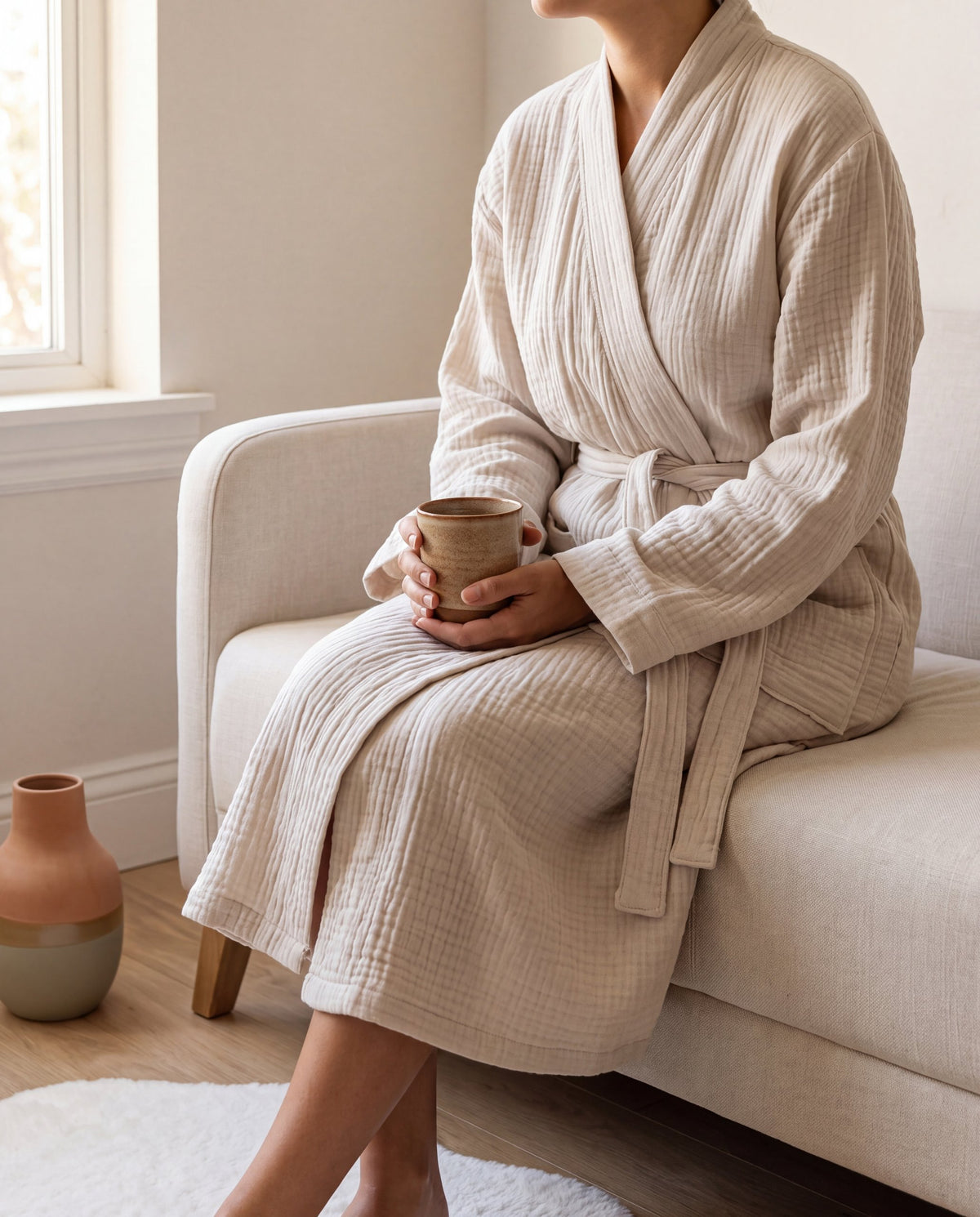 A muslin robe in morning light
