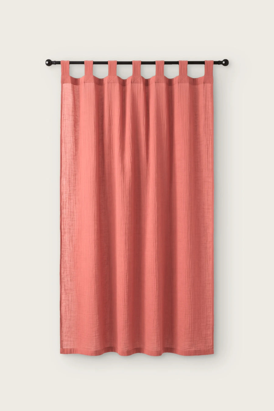 Handwoven 2-Layer Muslin Cotton Curtain Panel - OEKO-TEX - Coral