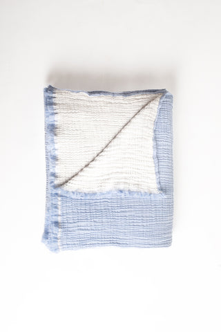 Handwoven 4-layer soft Turkish muslin bedspread in Blue - Vivamaison Denizli OEKO-TEX certified