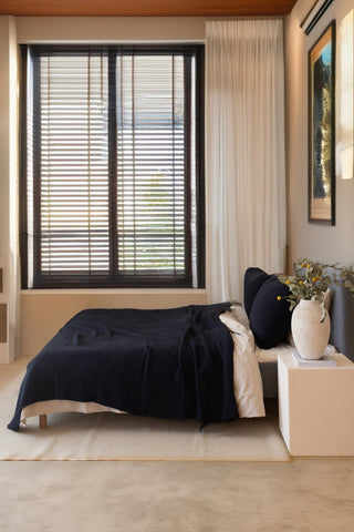 Detail of Black 4-layer Turkish muslin cotton fabric - handwoven Denizli colorfast