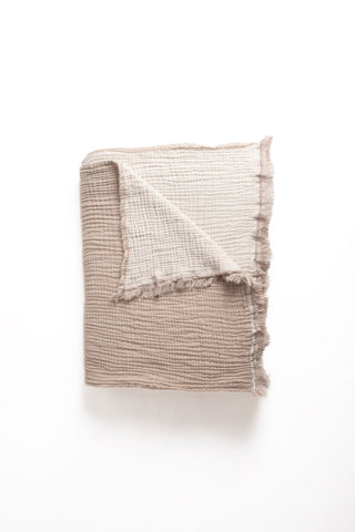 Handwoven 4-layer soft Turkish muslin bedspread in Brown - Vivamaison Denizli OEKO-TEX certified