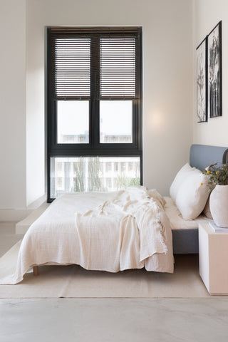 Detail of Natural 4-layer Turkish muslin cotton fabric - handwoven Denizli colorfast