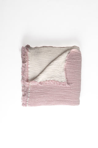 Handwoven 4-layer soft Turkish muslin bedspread in Pink - Vivamaison Denizli OEKO-TEX certified