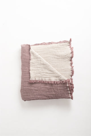 Handwoven 4-layer soft Turkish muslin bedspread in Plum - Vivamaison Denizli OEKO-TEX certified