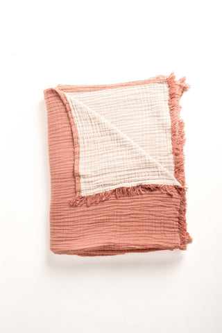 Handwoven 4-layer soft Turkish muslin bedspread in Natural - Vivamaison Denizli OEKO-TEX certified