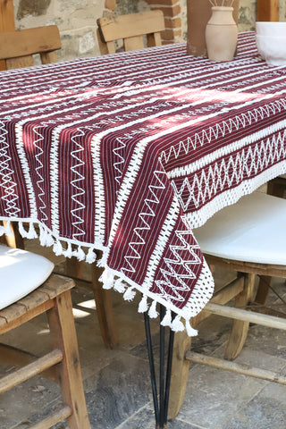 Tischdecke aus Baumwollstrickspitze mit buntem Muster