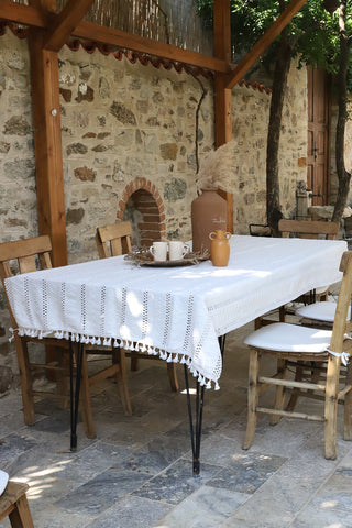 Tischdecke aus Baumwollstrickspitze mit buntem Muster