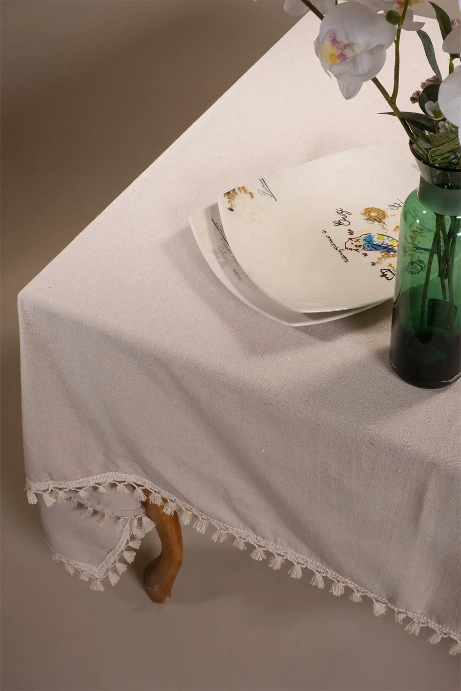 Handwoven Turkish Cotton Tassel Tablecloth - OEKO-TEX