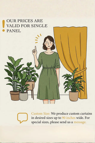 Guide: curtains are sold as single panels, custom sizes available. Handwoven in Denizli, OEKO-TEX. Vivamaison.
