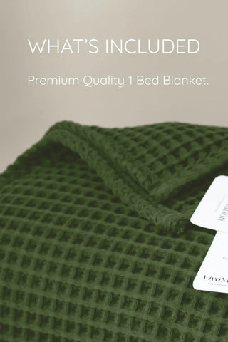 Handwoven Turkish cotton waffle weave bedspread infographic. OEKO-TEX Denizli. Vivamaison.