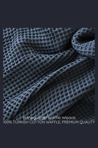 Handwoven Turkish cotton waffle weave bedspread infographic. OEKO-TEX Denizli. Vivamaison.