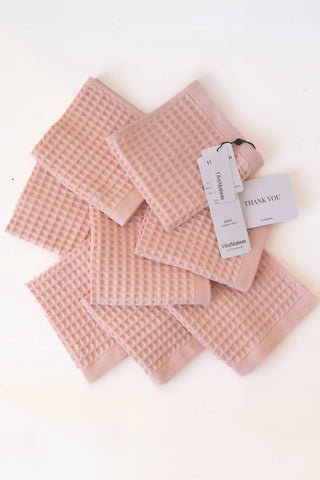 Handwoven Turkish cotton waffle weave towel set, all 11 colors group lifestyle. Denizli, OEKO-TEX. Vivamaison.