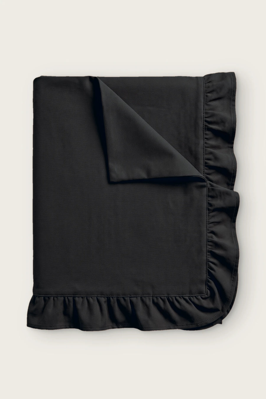 Linen Cotton Blend Tablecloth - Plain or Ruffled - OEKO-TEX - Black