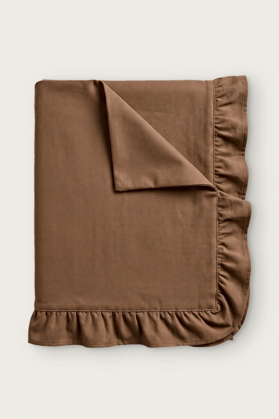 Linen Cotton Blend Tablecloth - Plain or Ruffled - OEKO-TEX - Brown