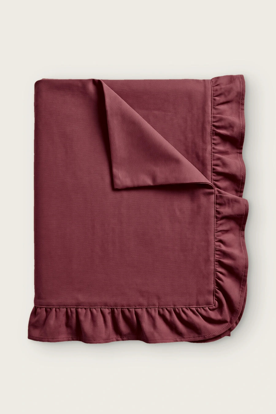 Linen Cotton Blend Tablecloth - Plain or Ruffled - OEKO-TEX - Burgundy