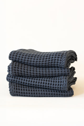 Handwoven Turkish cotton waffle weave towel set in Anthracite - Vivamaison Denizli OEKO-TEX certified