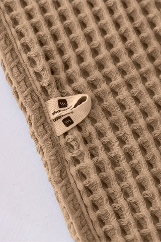 Handwoven Turkish cotton waffle weave towel set in Brown - Vivamaison Denizli OEKO-TEX certified