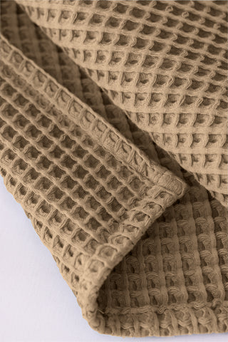 Handwoven Turkish cotton waffle weave towel set in Brown - Vivamaison Denizli OEKO-TEX certified