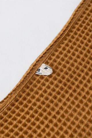 Handwoven Turkish cotton waffle weave towel set in Caramel - Vivamaison Denizli OEKO-TEX certified