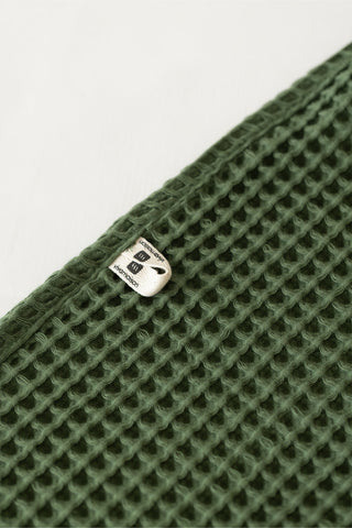 Handwoven Turkish cotton waffle weave towel set in Green - Vivamaison Denizli OEKO-TEX certified