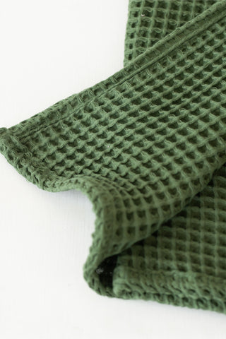 Handwoven Turkish cotton waffle weave towel set in Green - Vivamaison Denizli OEKO-TEX certified