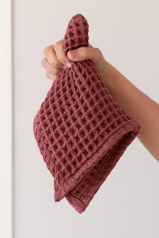 Handwoven Turkish cotton waffle weave towel set in Dark - Vivamaison Denizli OEKO-TEX certified