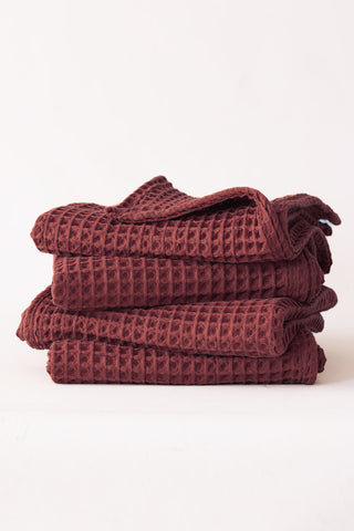 Handwoven Turkish cotton waffle weave towel set in Dark - Vivamaison Denizli OEKO-TEX certified