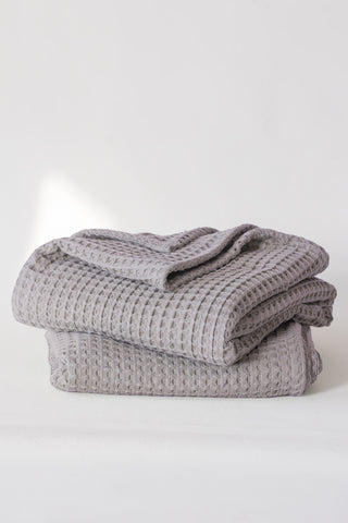 Handwoven Turkish cotton waffle weave towel set in Grey - Vivamaison Denizli OEKO-TEX certified