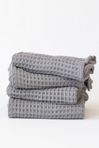 Handwoven Turkish cotton waffle weave towel set in Grey - Vivamaison Denizli OEKO-TEX certified