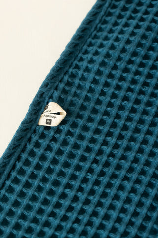 Handwoven Turkish cotton waffle weave towel set in Indigo - Vivamaison Denizli OEKO-TEX certified