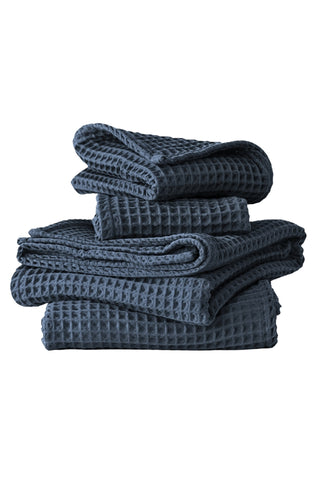 Handwoven Turkish cotton waffle weave towel set in Natural - Vivamaison Denizli OEKO-TEX certified